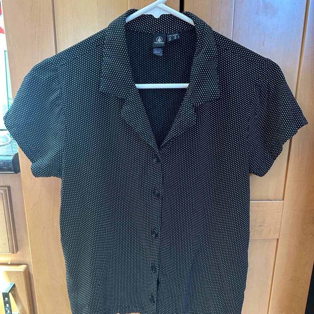 Volcom Black and White Polka Dot Blouse